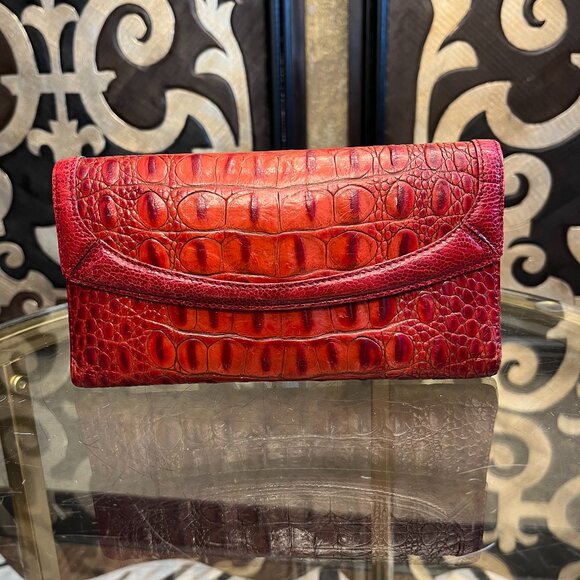 Brahmin crimson crock snap closure checkbook wallet - Picture 1 of 5